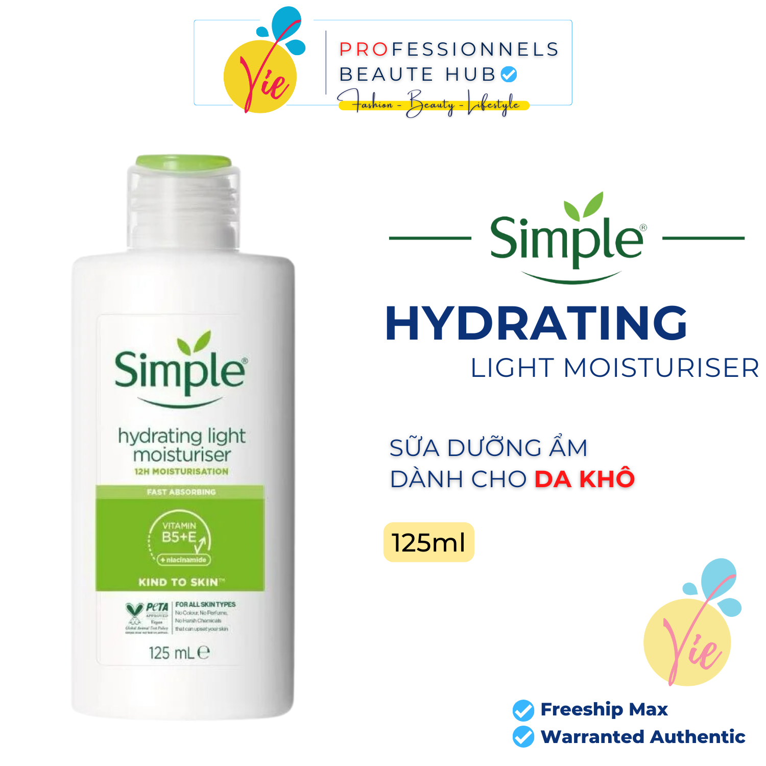 Lotion Dưỡng Ẩm Simple Hydrating Light Moisturiser 125ml