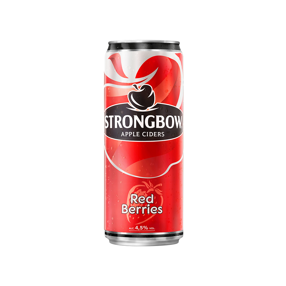 Thùng 24 lon cao Strongbow vị dâu đỏ 330ml/lon