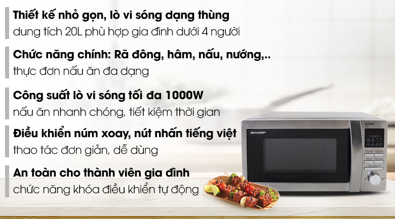Lò vi sóng Sharp R-G620 VN (ST) 20 lít