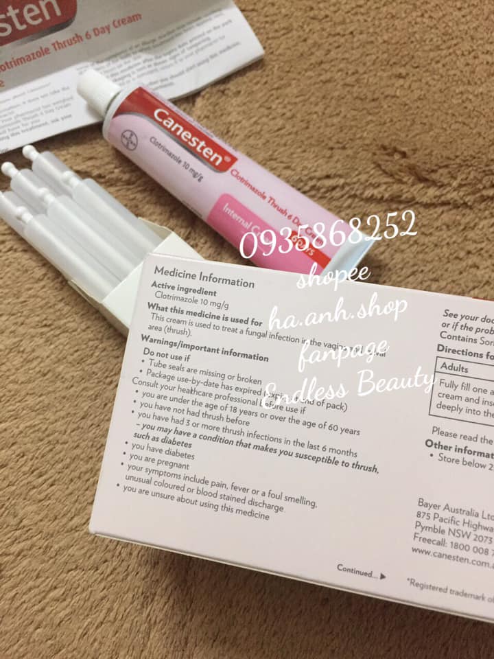 Kem phụ khoa Canesten 35g 6 ngày