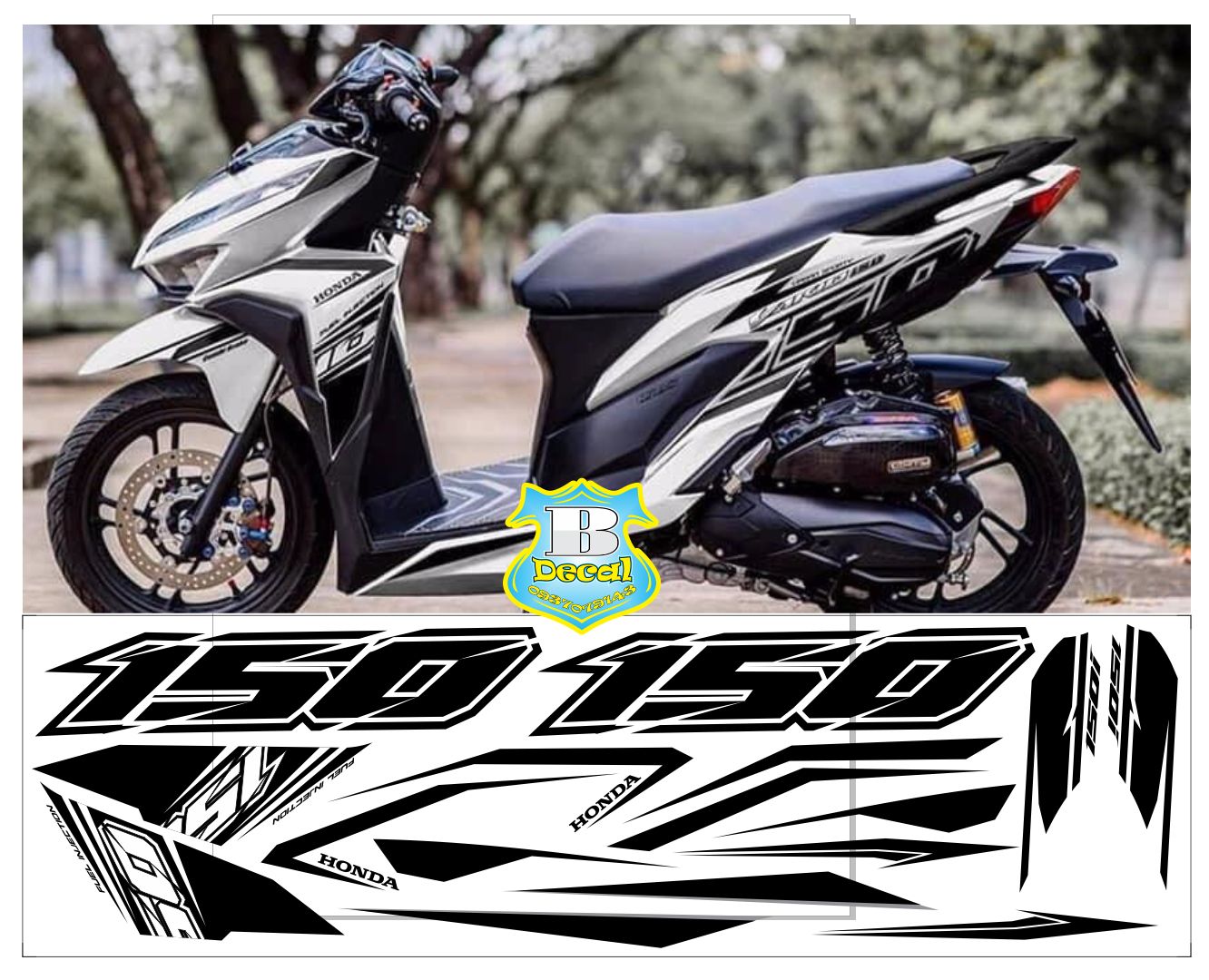 Tem rời vario 150 đen dán xe trắng