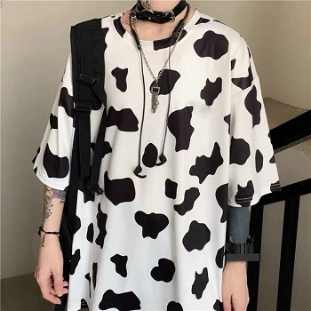 Áo thun in họa tiết bò sữa new fom dưới 75kg