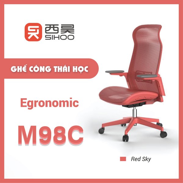 SIHOO M98C - Ghế lưới văn phòng lưng cao công thái học Ergonomic giá rẻ