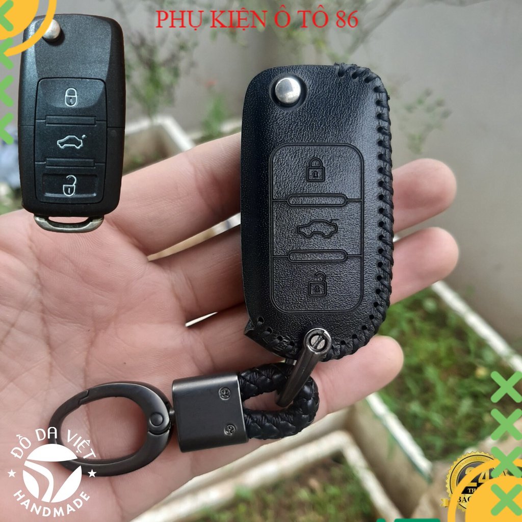 Bao da chìa khóa kenbo, chenglong, hyundai cổ, khoá gập 3 nút, bao da chìa khoá da bò thật, bảo hành 2 năm