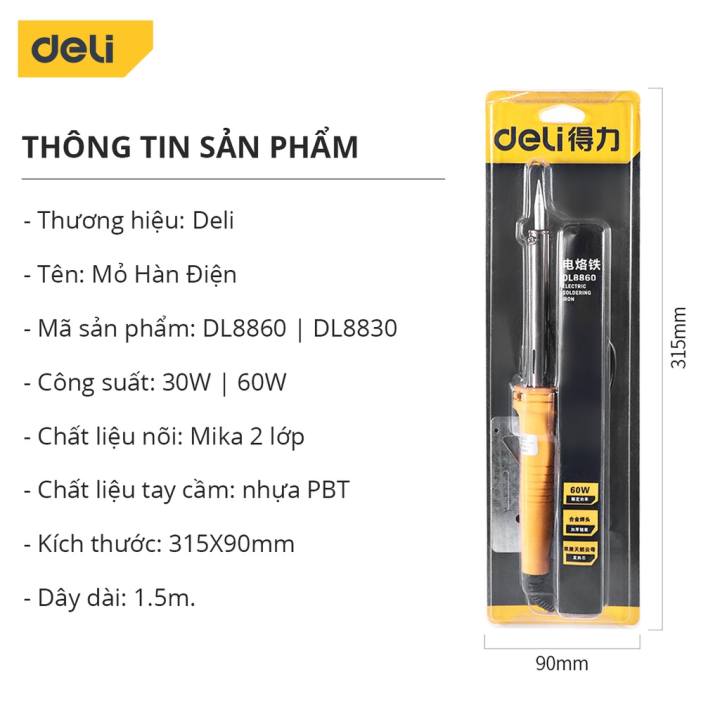 Mỏ Hàn Điện Deli Chính Hãng 30W / 60W Chất Lượng Cao - Sử Dụng Đa Năng, Tiện Ích - DL8830 / DL8860 - Hình ảnh 7