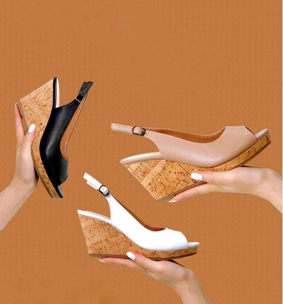 Sandal Đế Xuồng Da Thật Cao 7cm