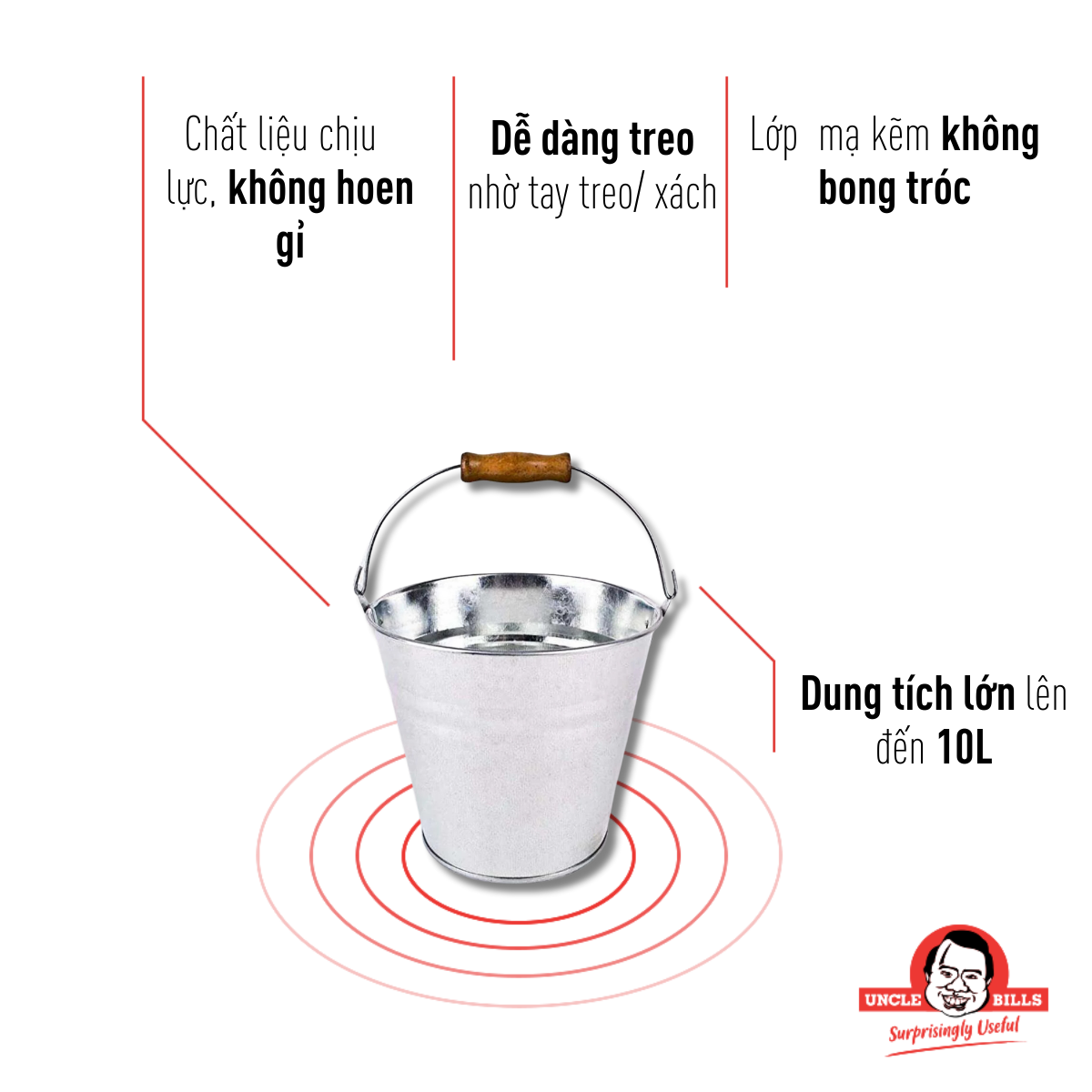 Xô Nước Mạ Kẽm 10L UBL BL0300
