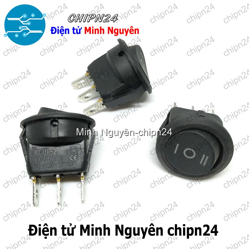 [2 cái] (F98.5) Công tắc Tròn Dẹp 20MM Đen 3 Chân 3 Vị Trí (6A 250VAC) (CTTD3C) - HH004164