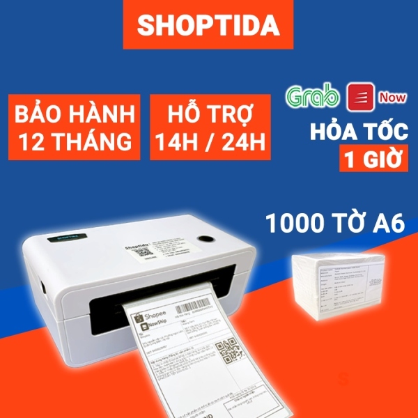♈♕◎ Máy in đơn hàng Shoptida SP46 kèm 1000 giấy in nhiệt 10x15cm combo máy in nhiệt giấy