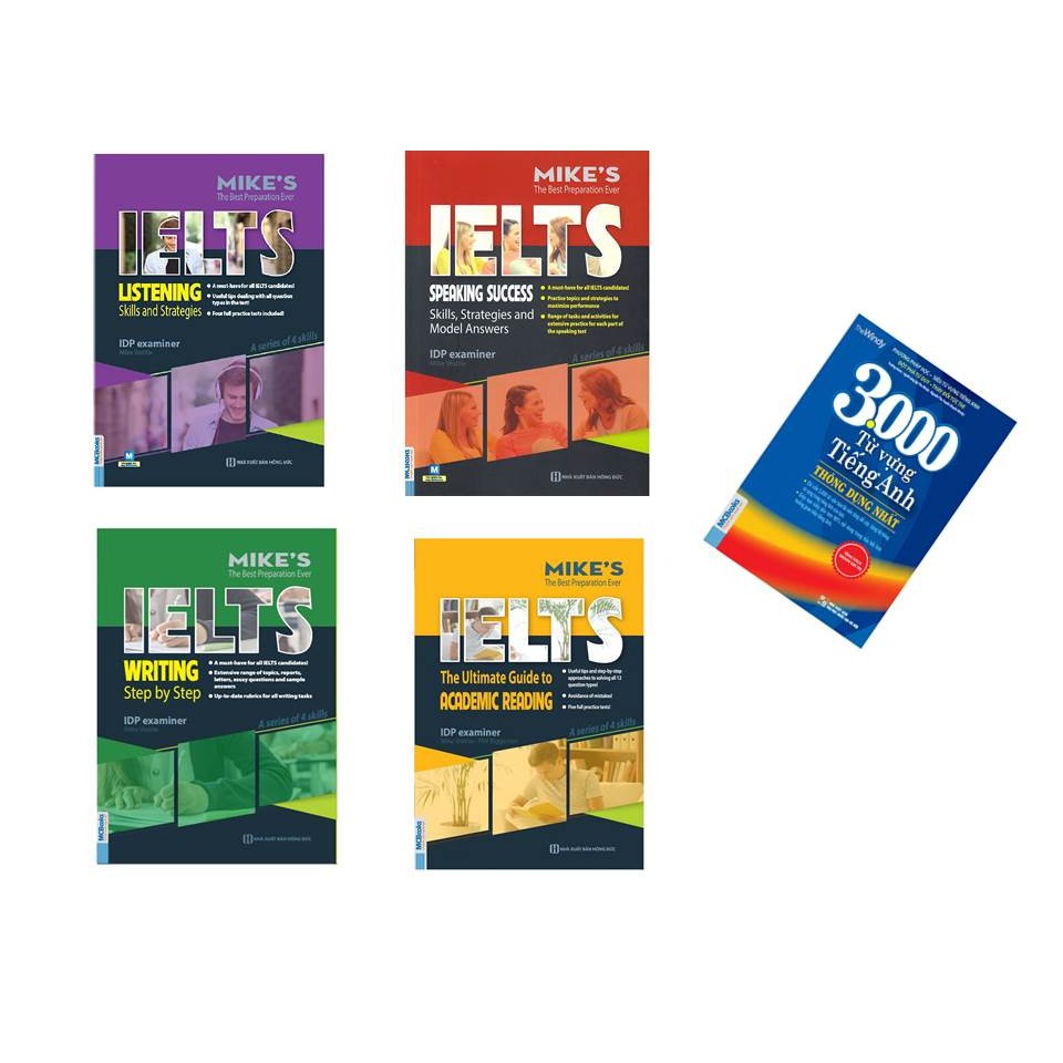 Sách - combo luyện thi ielts: bí kíp tự học ielts 8.0 academic ielts mike + 3000 từ vựng tiếng anh thông dụng