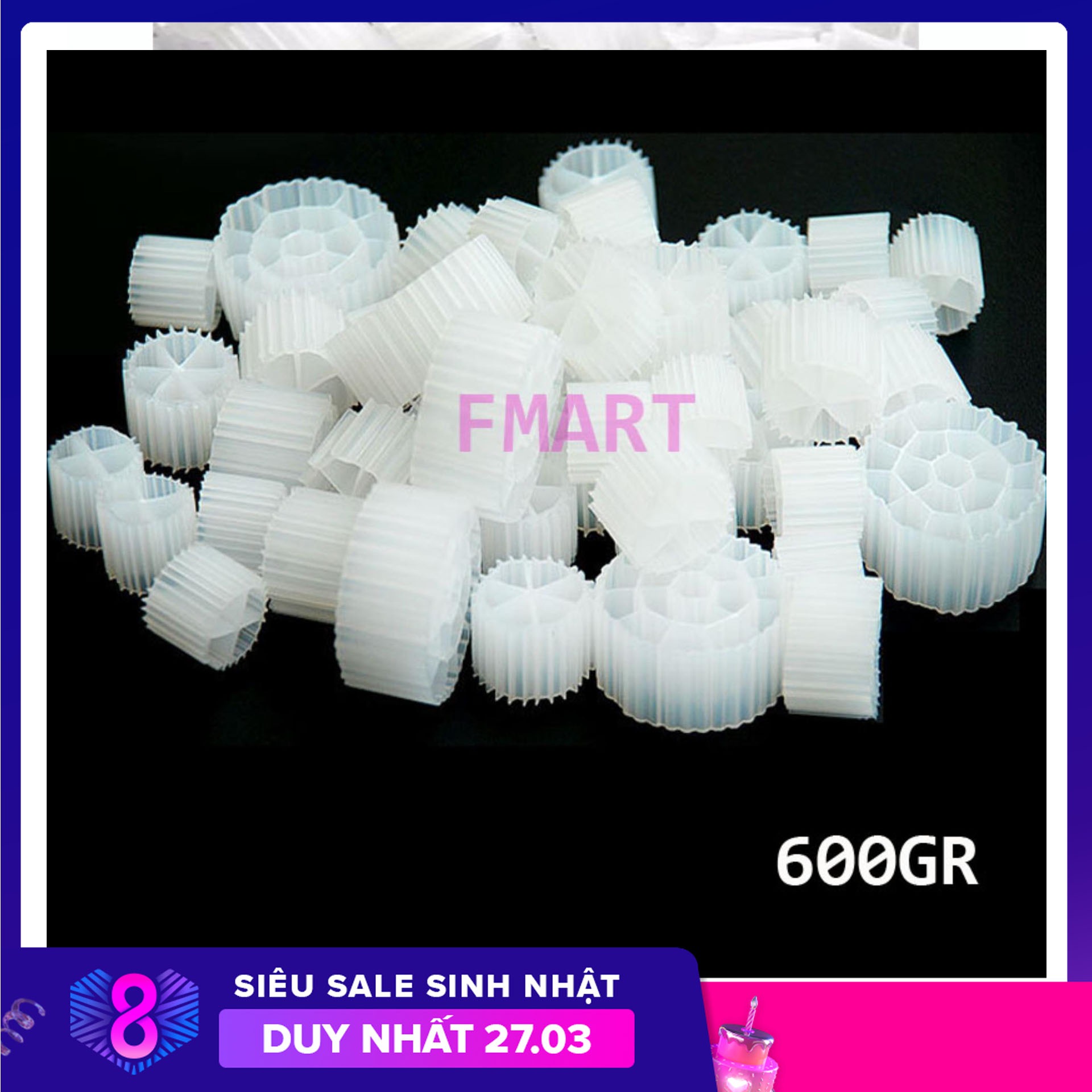 Hạt Kaldnes ,hạt Kanet vật liệu lọc nước hồ cá, bể cá cảnh 600gr