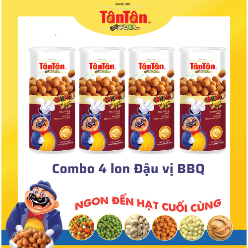 Combo 4 lon Đậu phộng vị BBQ Tân Tân 200g