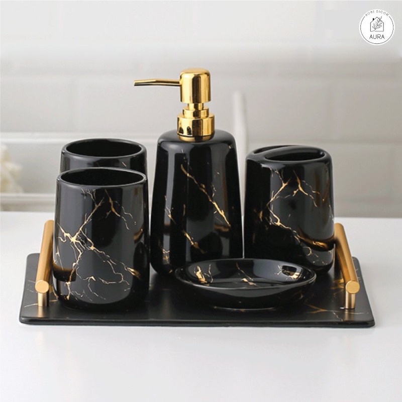[Hàng có sẵn] Bộ Đồ Dùng Nhà Tắm Gốm Sứ Hàng Cao Cấp