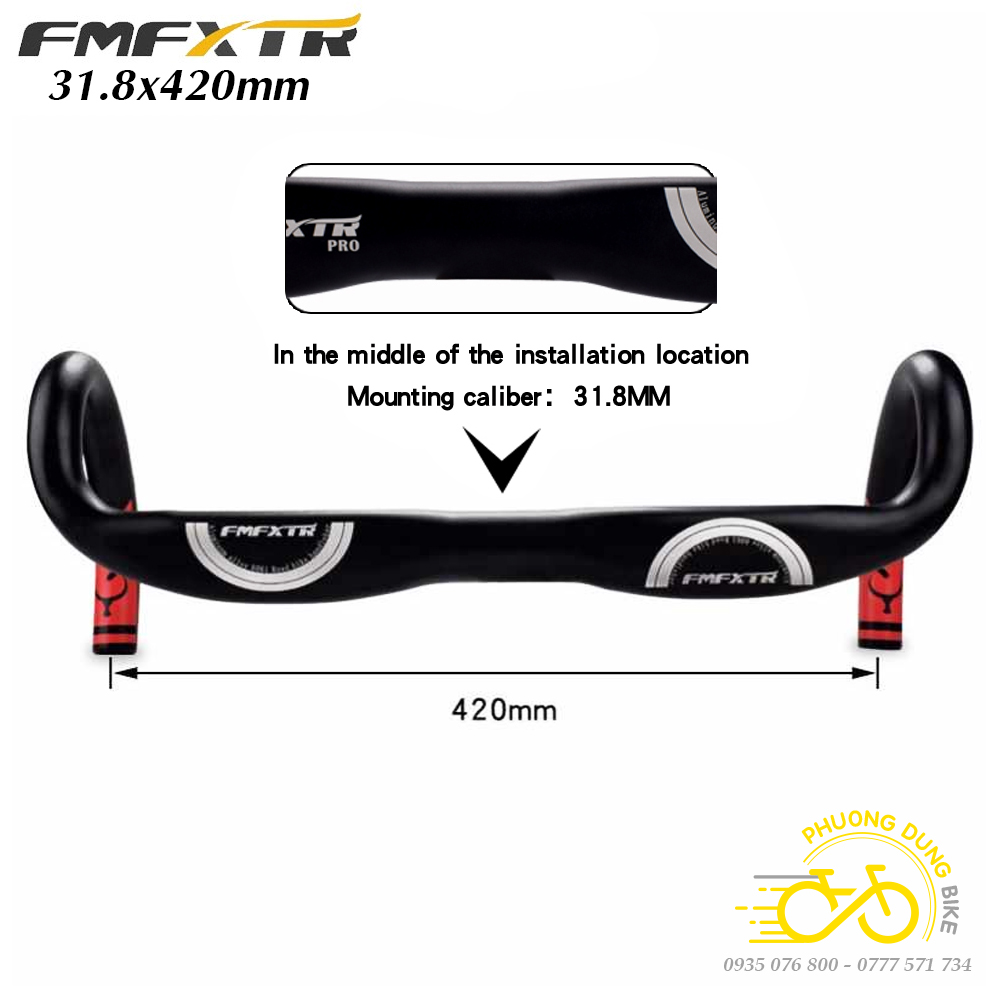 Ghi đông nhôm dẹp xe đạp road fmfxtr 420x31.8mm
