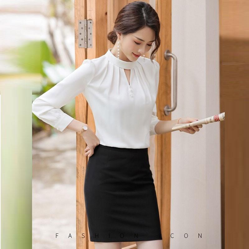 Áo Sơ Mi Trắng Cổ Lọ T-SM0KN8 (Trắng)