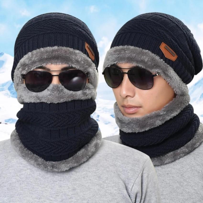 Set khăn mũ len nam nữ lót lông