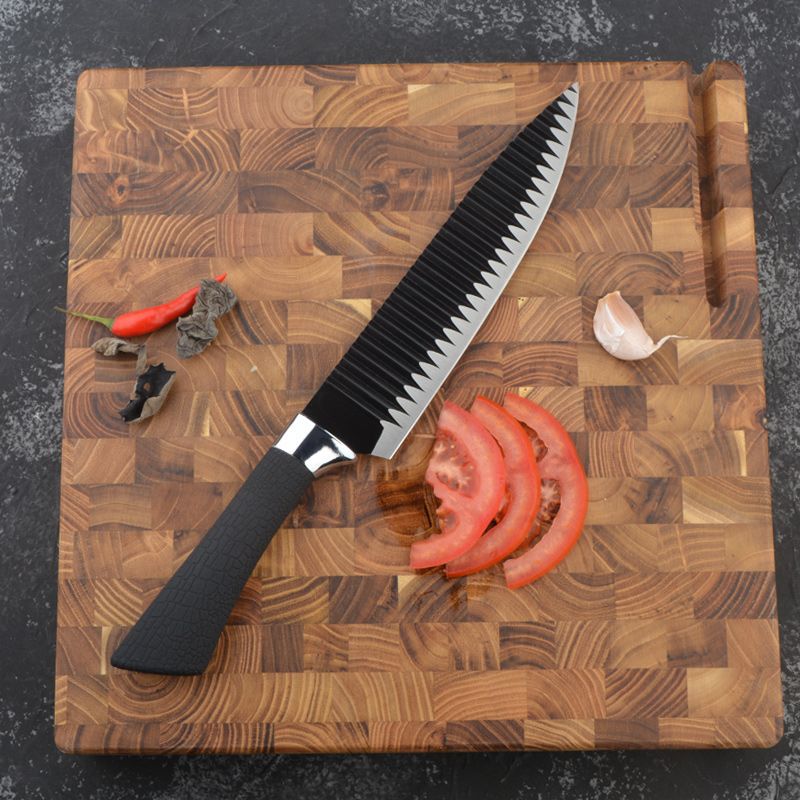 Dao Thái Thịt Chống Dính Cao Cấp - Thiết Kế Mới Lạ Gợn Sóng Chống Dính Thông Minh. Cán Dao Bọc Nhựa Êm Ái