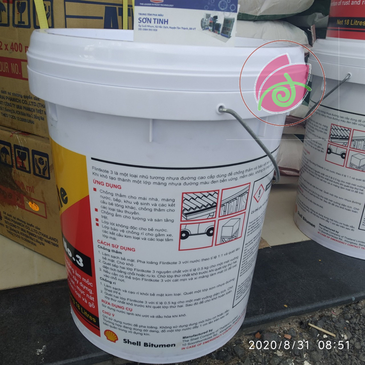 Shell Flintkote No3 18L- Black Bituminous Waterproofing Paint