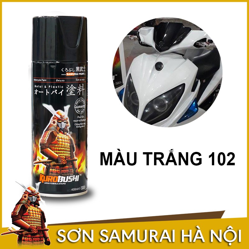 Sơn samurai màu trắng - Chai sơn màu trắng 102 sơn xịt samurai