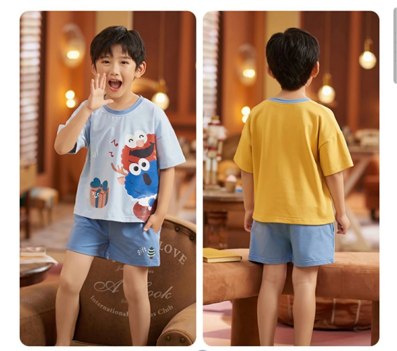 SÉT BỘ THUN MẶC NHÀ BÉ TRAI IN HÌNH LẠ MẮT