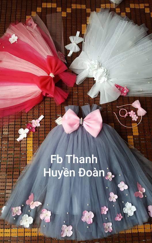 Váy Tutu công chúa Đỏ xen trắng - Nơ