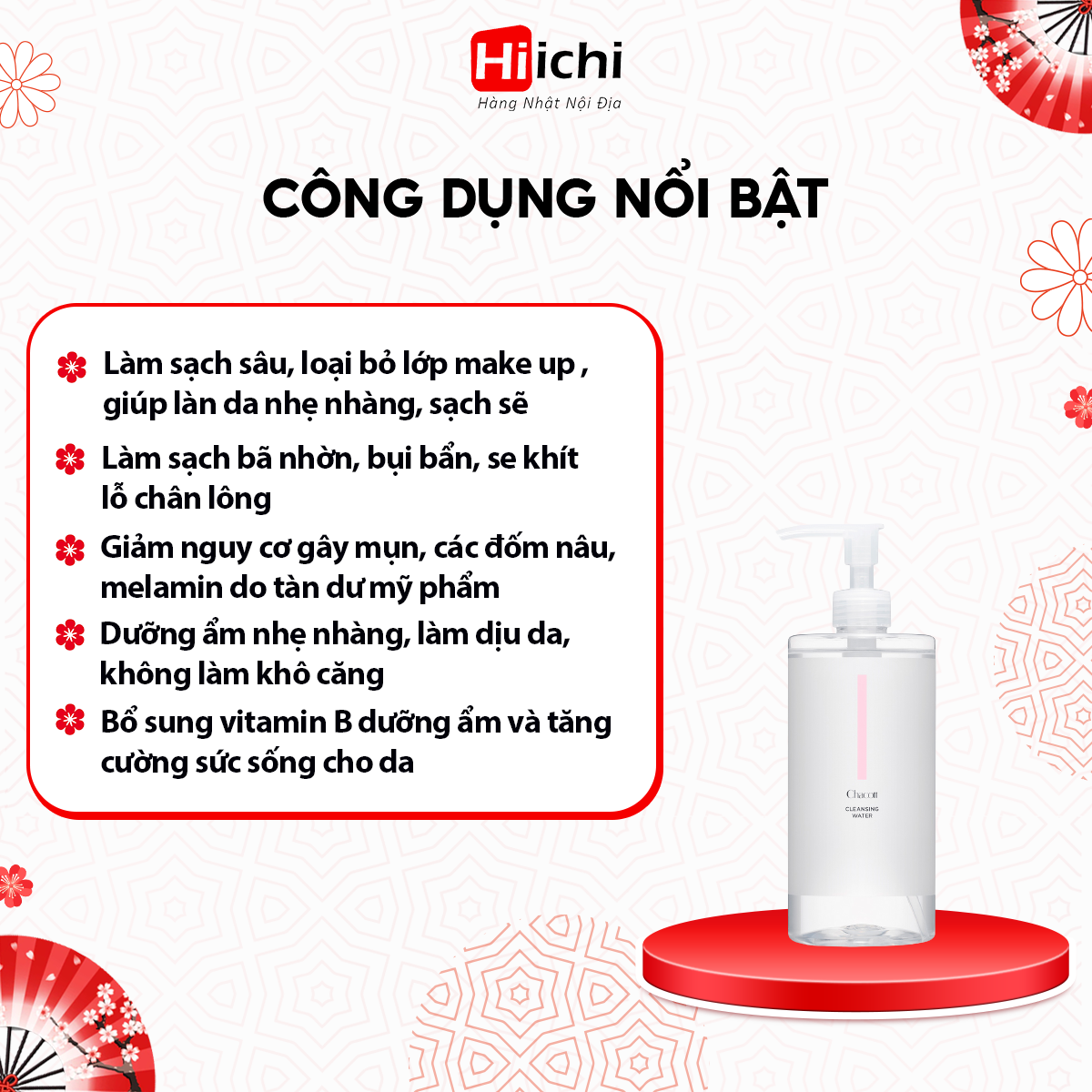 Tẩy trang Chacott 500ml