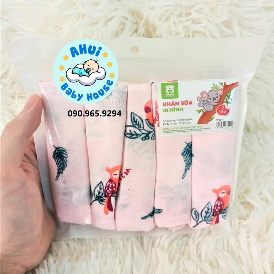 [HCM]Sét 5 khăn xô sữa Mipbi in hình