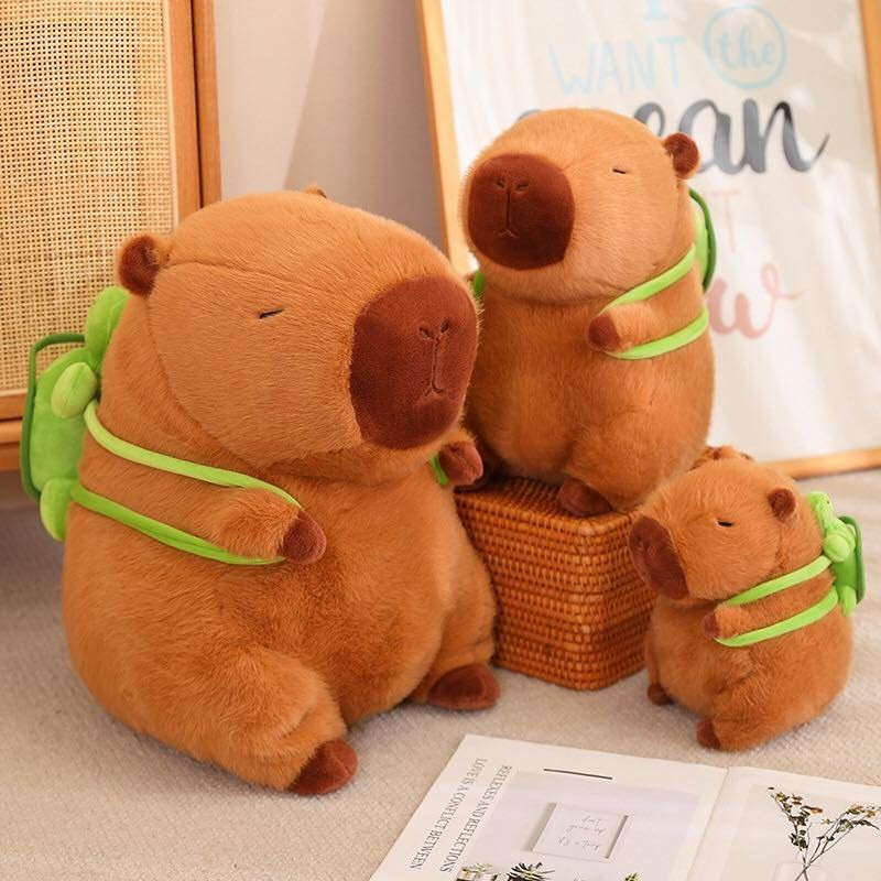 Gấu bông Capybara đeo balo rùa êm mịn dễ thương