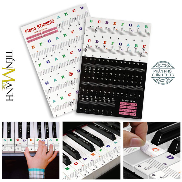 Sticker Dán nốt bàn phím cho Đàn Piano và Organ - Decal đánh dấu vị trí note nhạc dùng cho Đàn 88, 61, 54, 49 Phím
