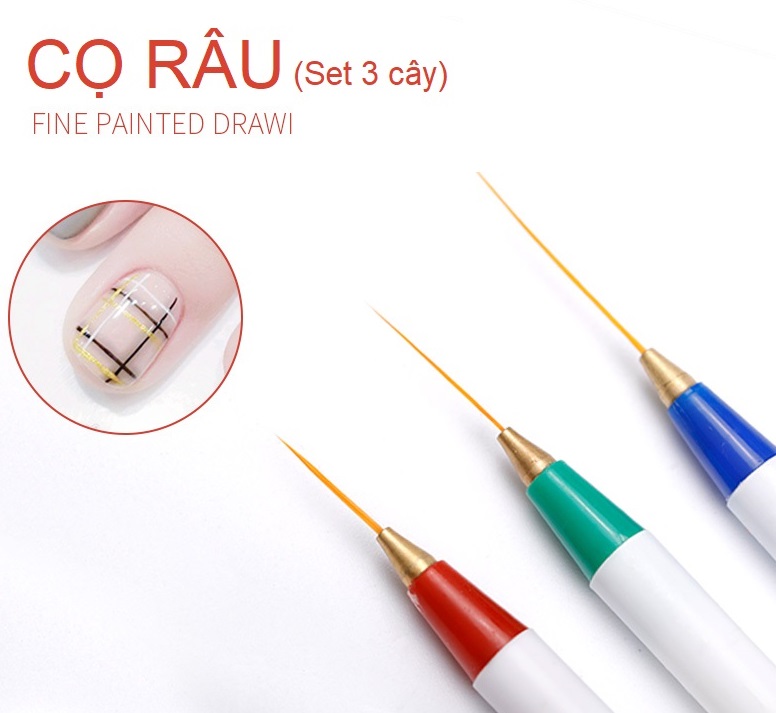 [HCM]Set cọ râu 3 cây vẽ móng