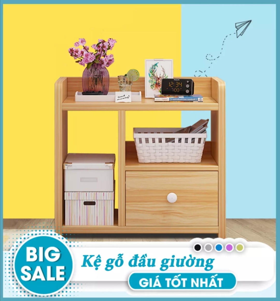 Tủ đầu giường, táp đầu giường, kệ đầu giường, . Chất liệu gỗ MDF phủ melatium chống thấm cao cấp. Kích thước:43 x 40 x 26cm