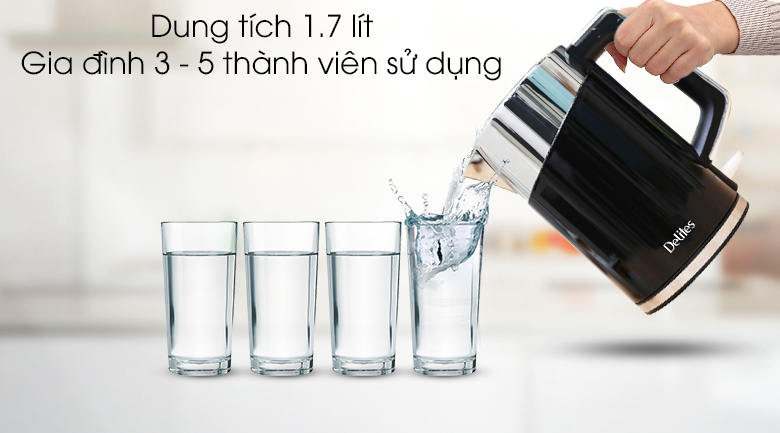 Bình siêu tốc Delites 1.7 lít ST17DB01 Đen