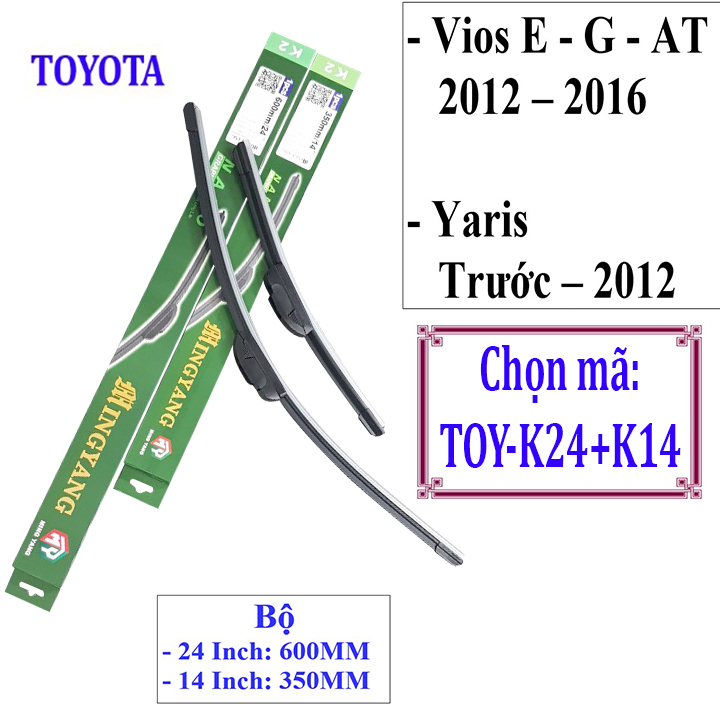 Bộ 2 thanh gạt nước mưa ô tô Nano Mềm cao cấp dành cho hãng xe Toyota: Camry-Altis-Yaris-Fortuner-Vios-Hilux-Innova-Land Cruiser-Avalon-Previa