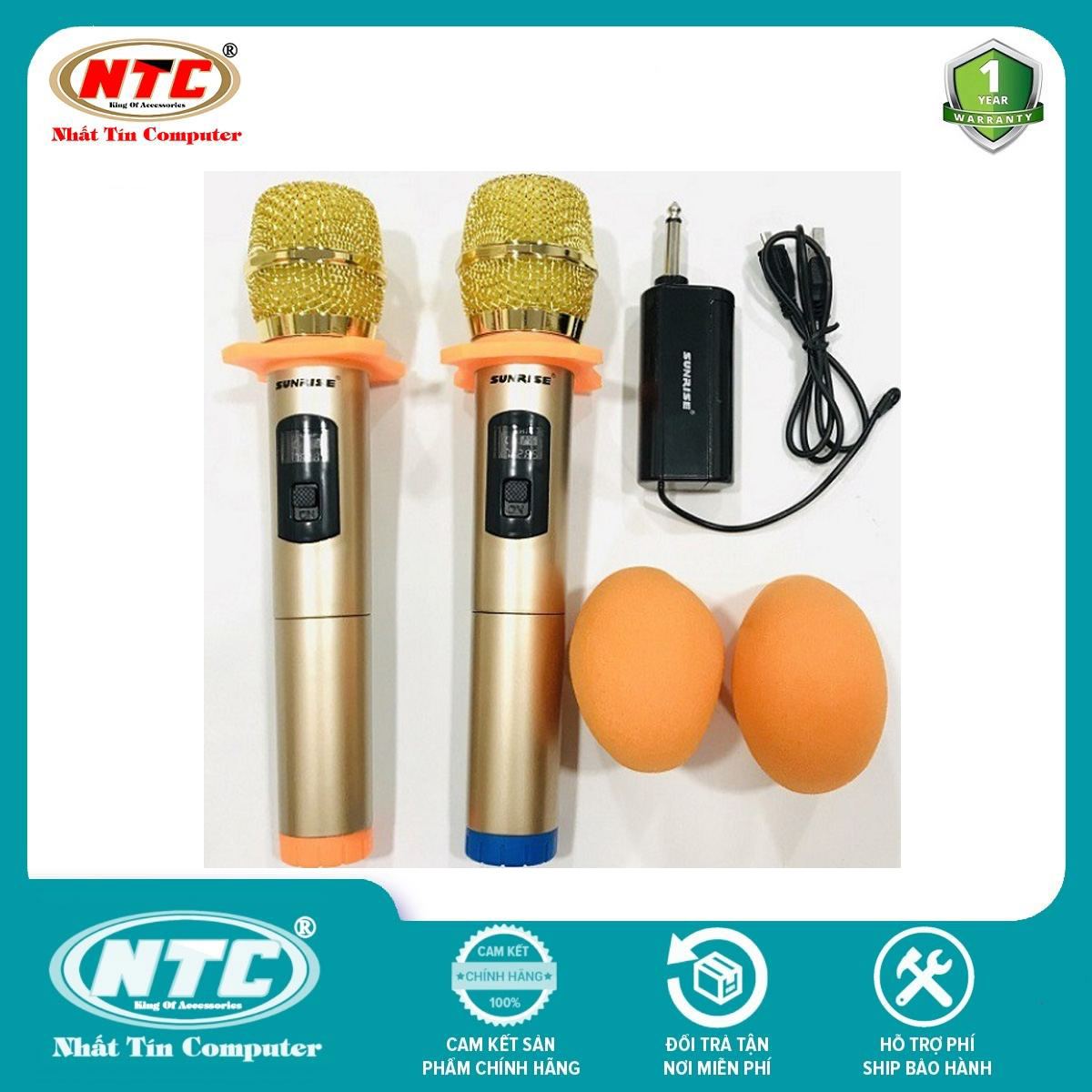 Bộ 2 micro Karaoke không dây SHUAE SM-6.6 hỗ trợ thiết bị có jack cắm 6.5mm (Màu Random) - Nhất Tín Computer