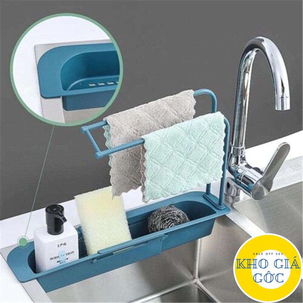 Kệ Để Giẻ Rửa Bát Rút Gọn đa năng có chỗ phơi khăn tiện ích