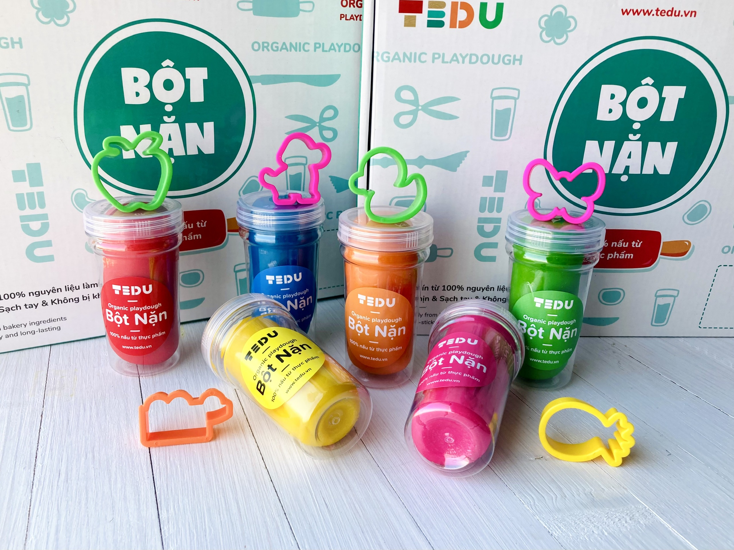 Set 6 Hủ Bột Nặn Đất Nặn An Toàn TEDU (140gr)