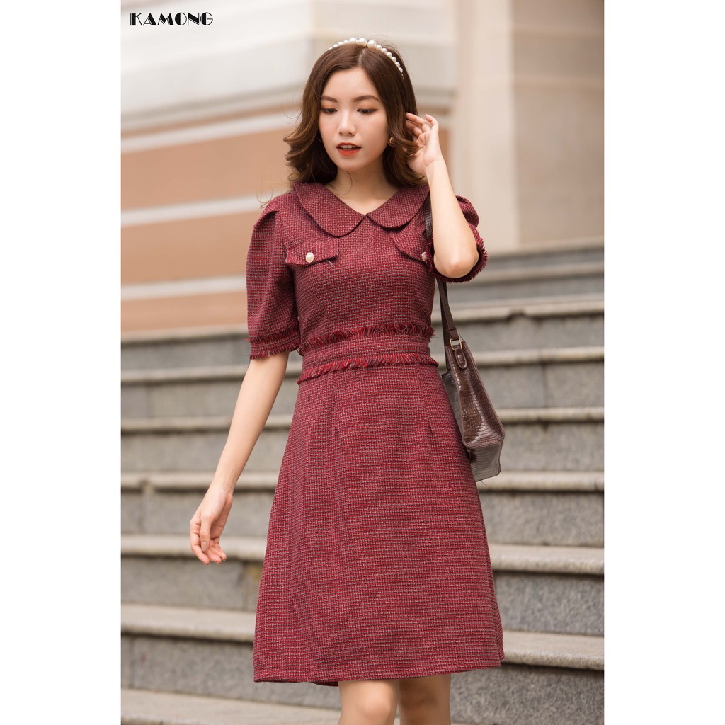 Đầm Cổ Sen Tua Eo Kamong D131