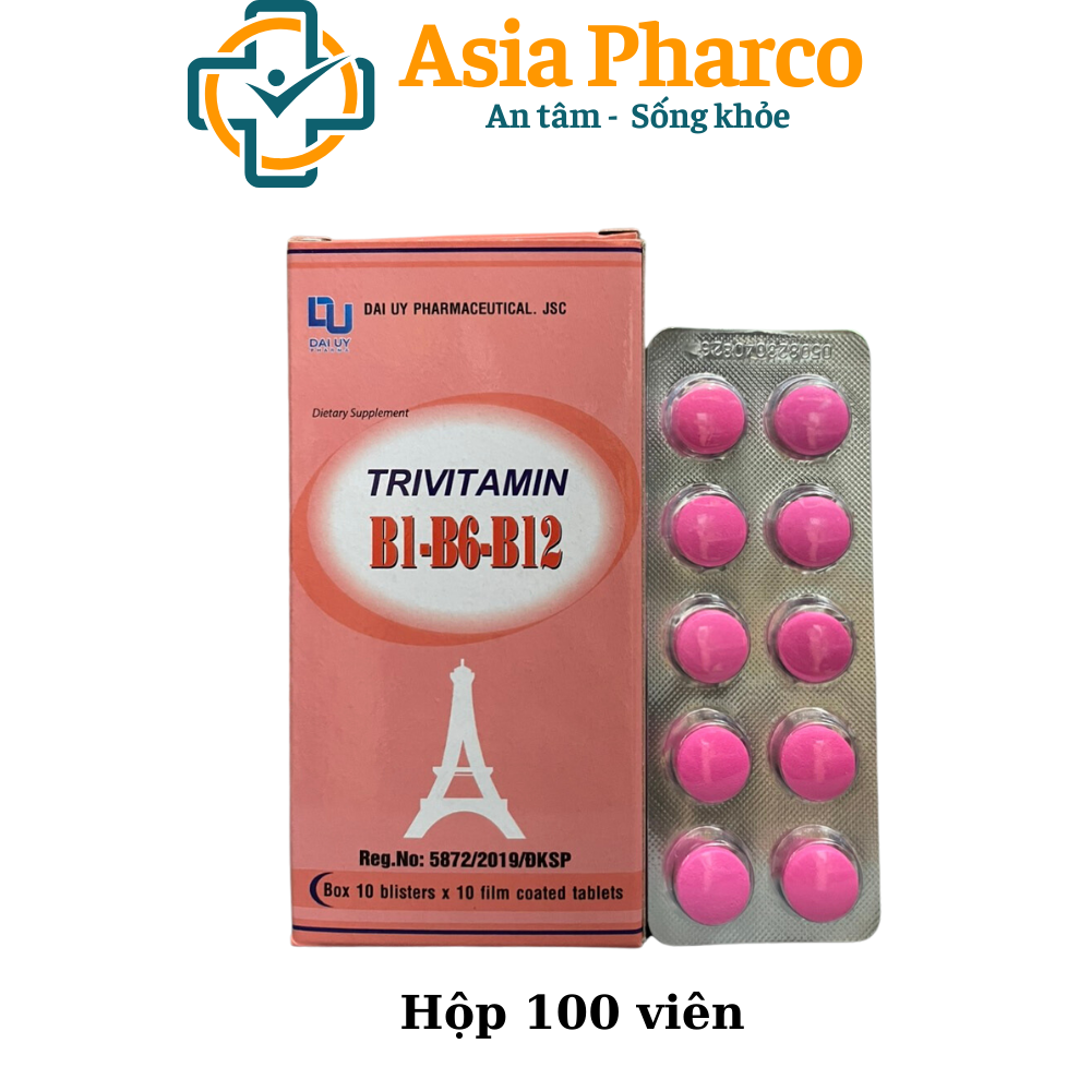 Trivitamin 3b b1- b6 - b12 hộp 100 viên nén - bổ sung vitamin b1- b6 - b12
