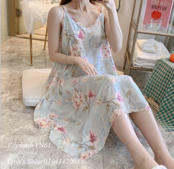 Váy 2 Dây Lanh Mặc Nhà VN61