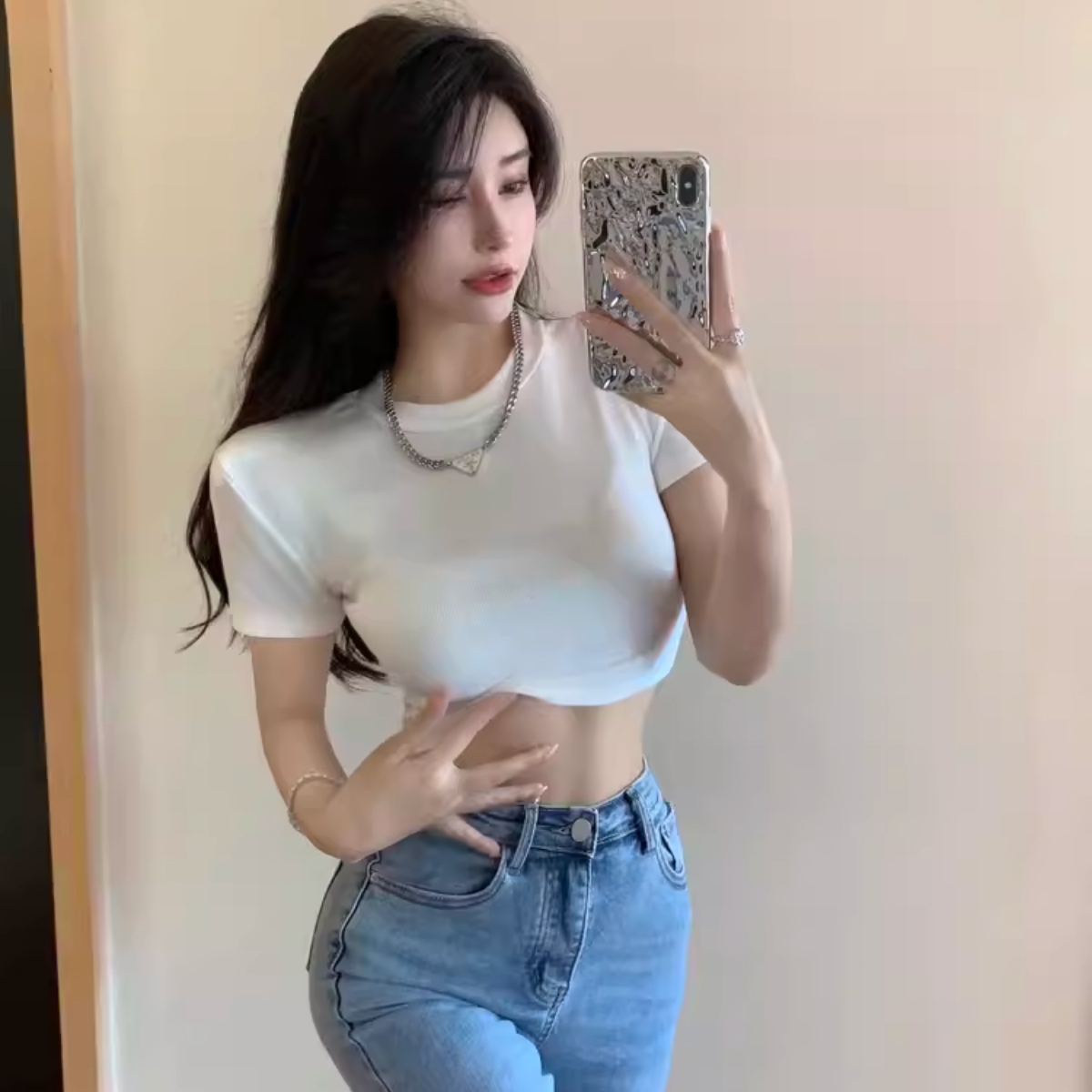 Áo Croptop Body Cổ Tròn Tay Ngắn Kiểu Dáng Basic Dễ Mặc Dễ Phối Đồ A5314