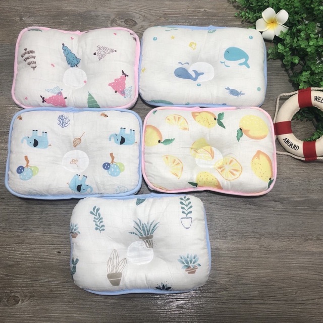 Gối xô lõm đẹp cho bé trai bé gái sơ sinh chống bẹt đầu thấm hút mồ hôi tốt thông thoáng cho bé sơ sinh-G6
