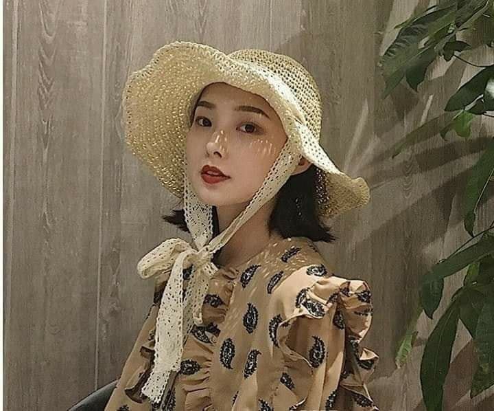 Nón cói dây ren tiểu thư