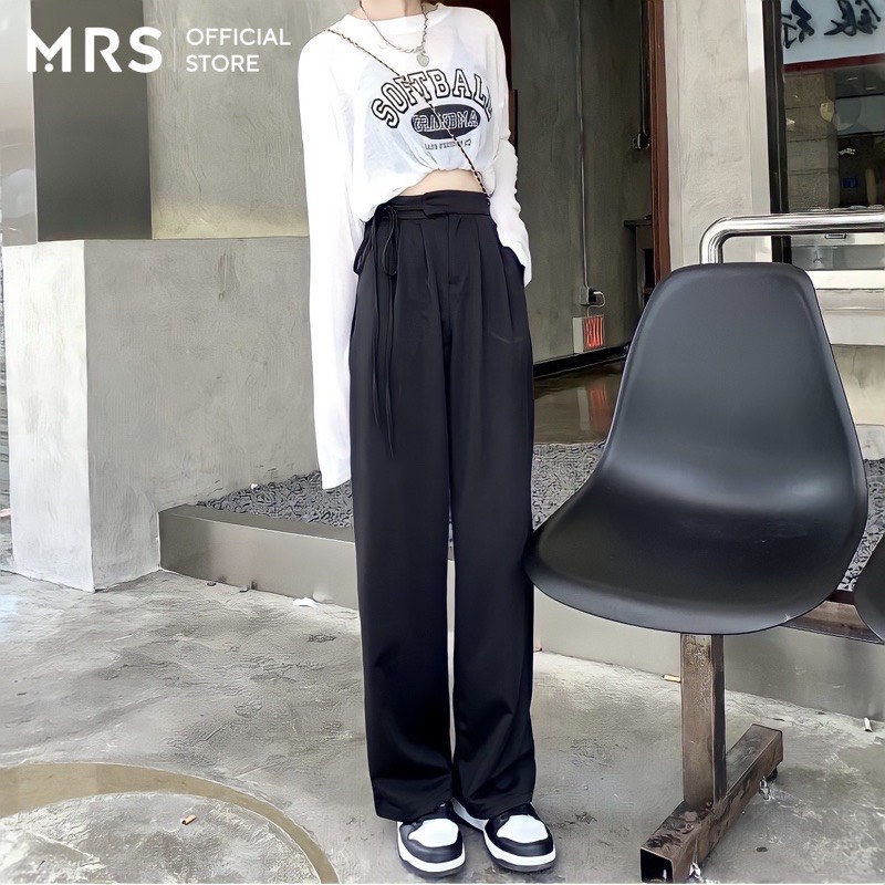 Quần ống rộng nữ lưng cao thắt dây nơ 1 bên quần culottes ống suông công sở dáng dài nhiều màu mặc đi học làm