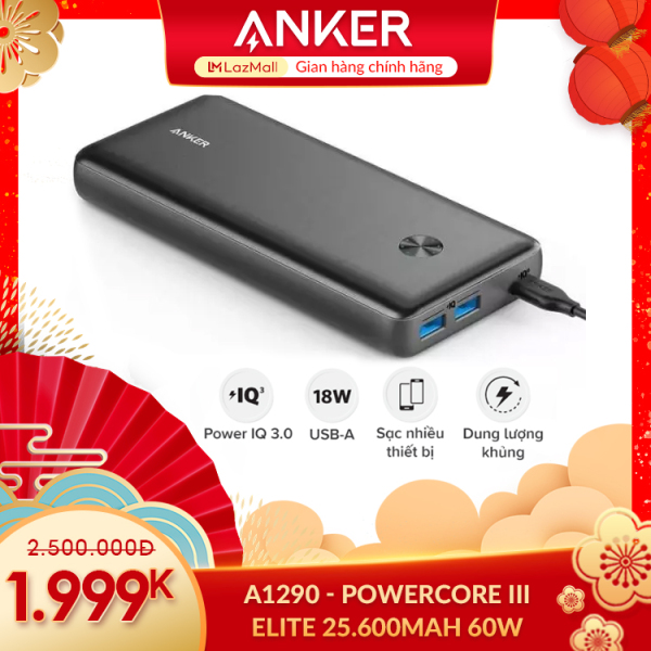 Pin dự phòng ANKER Powercore III Elite 25.600mah Power Delivery 60w - A1290