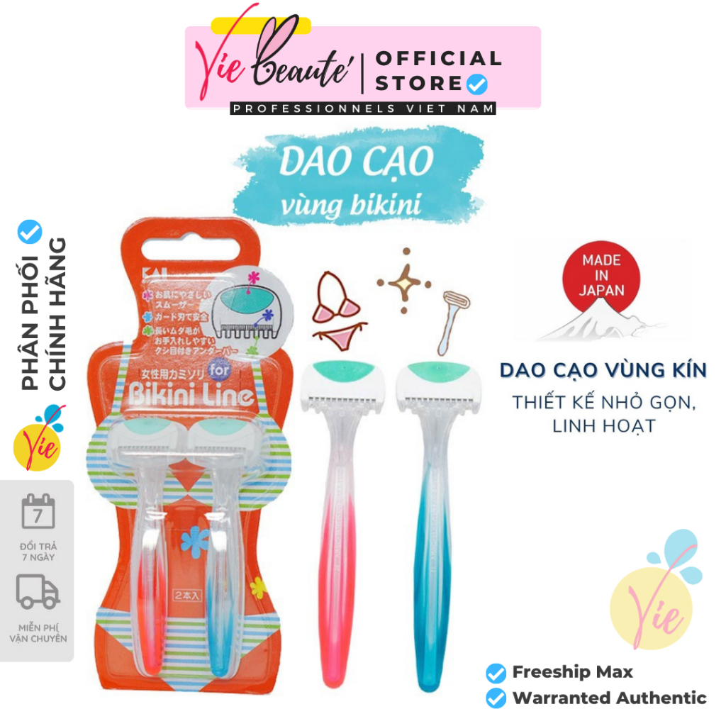 Dao Cạo KAI Vùng Bikini cao cấp Razor For Bikini Line KAI Nhật Bản thân nhựa 2 cái/ set