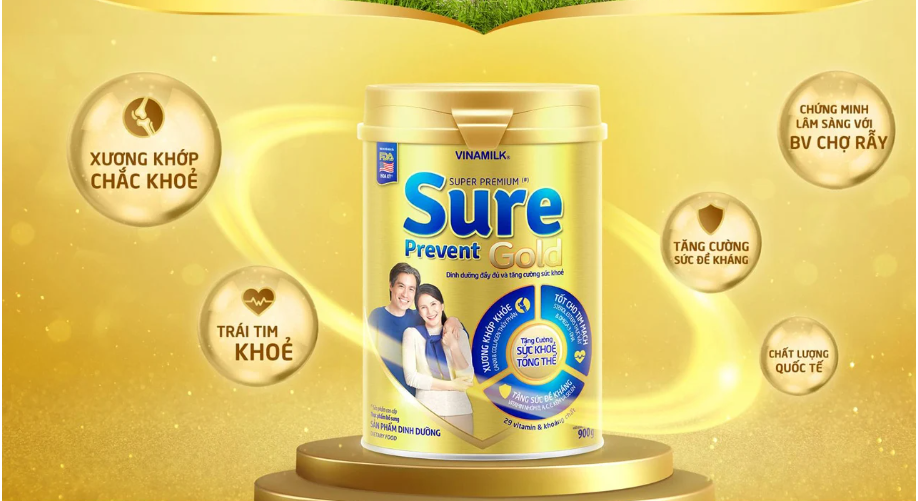 Vinamilk Sure Prevent Gold Powdered Milk Can 900g