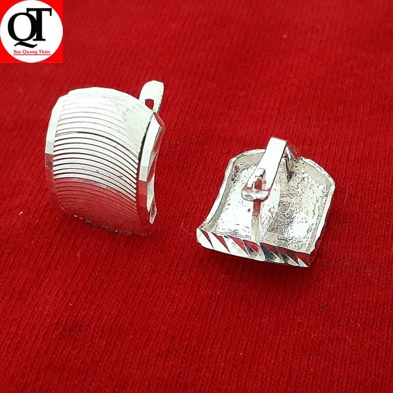 Bông tai nữ Bạc Quang Thản, khuyên tai nữ dáng tròn đeo sát tai bản mo hay sáng bóng chất liệu bạc thật không xi mạ, không gỉ, không gây kích ứng da, dễ kết hợp trang phục, thích hợp với độ tuổi trung niên - QTBT13