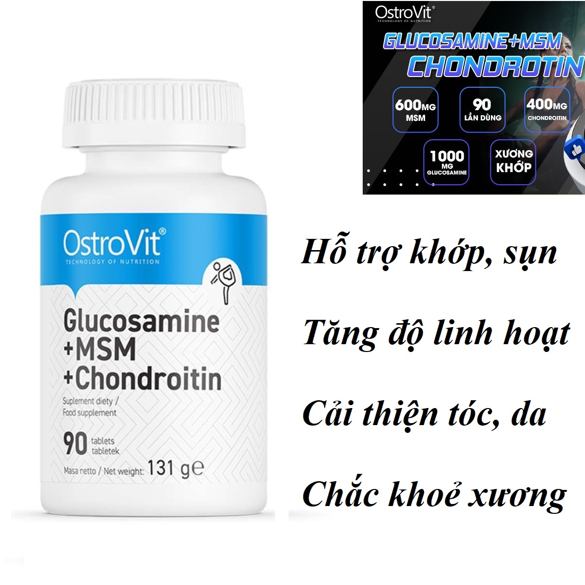 Ostrovit Glucosamine MSM Chondroitin 90 tablets Hỗ trợ khớp sụn linh ...