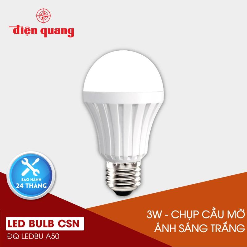 Đèn LED bulb thân nhựa Điện Quang ĐQ LEDBUA50 03765 (3W daylight chụp cầu mờ)