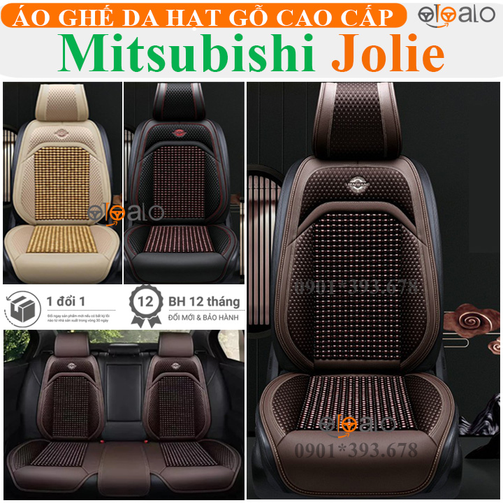 Áo lót ghế xe ô tô mitsubishi jolie da pu hạt gỗ tự nhiên cao cấp - otoalo